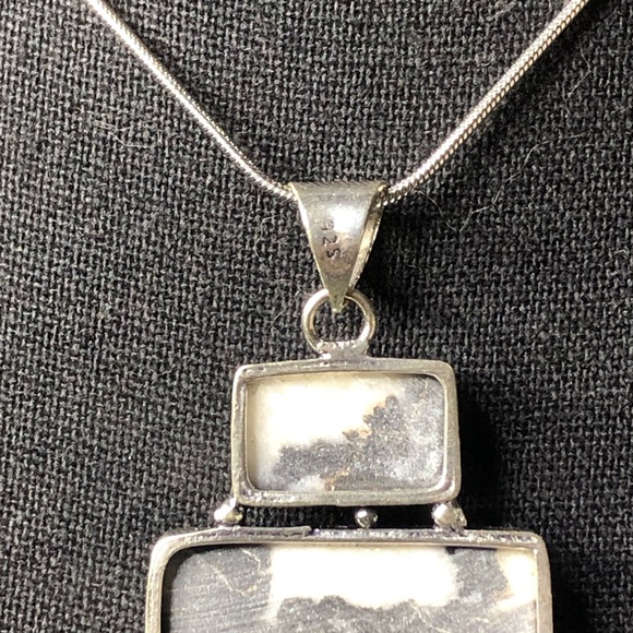 Zebra Striped Jasper Sterling Silver Pendant & Snake Chain Necklace 20” - Picture 5 of 8